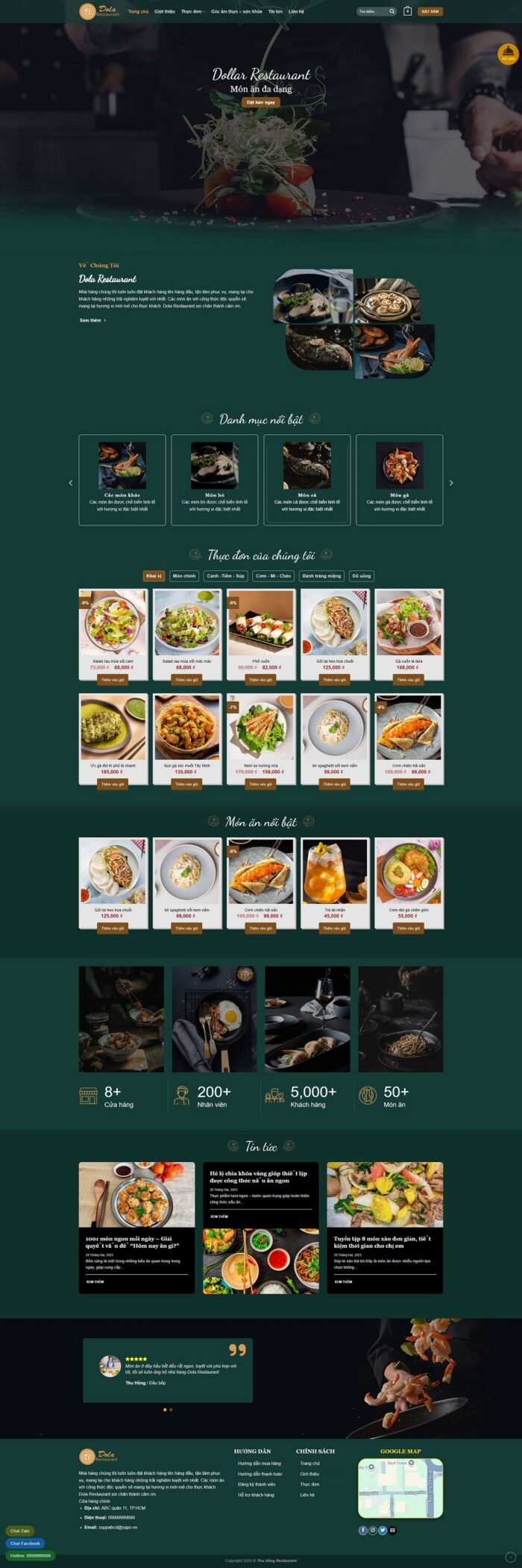 Source Code Mẫu Website Nhà Hàng Dola Restaurant chuẩn đẹp