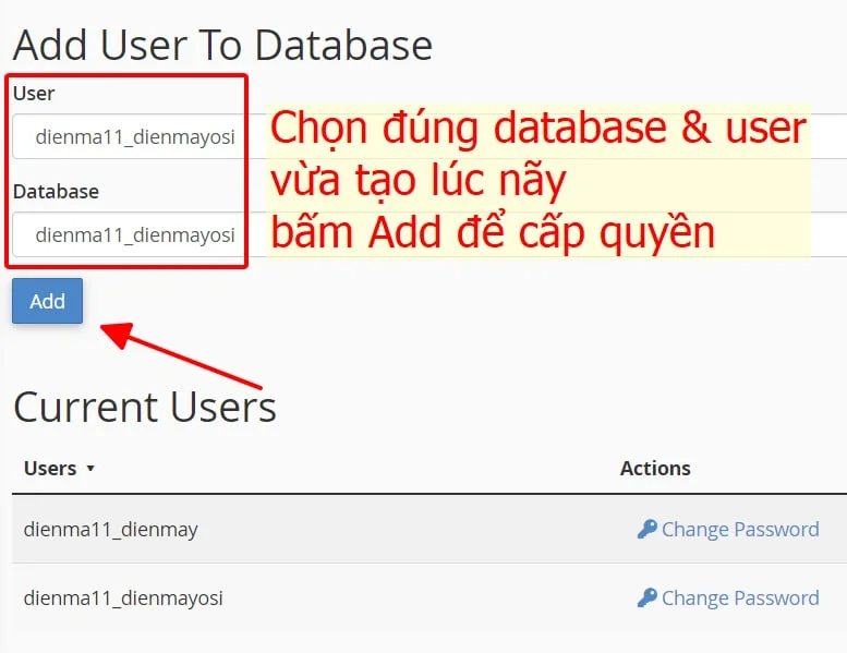 Phân quyền User MySQL và Database