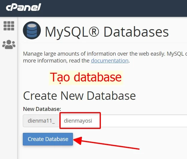 Tạo databases hosting Hawkhost