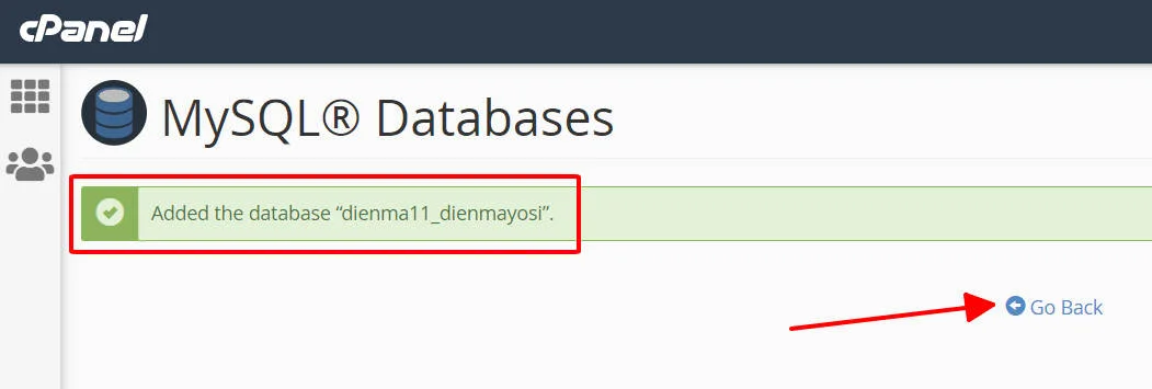 Tạo database thành công