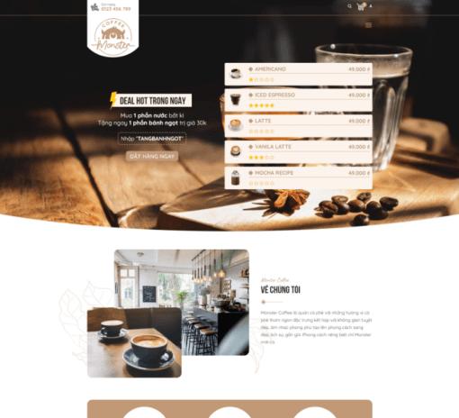 Source Code Mẫu Website bán cafe trà sữa đồ uống chuẩn đẹp