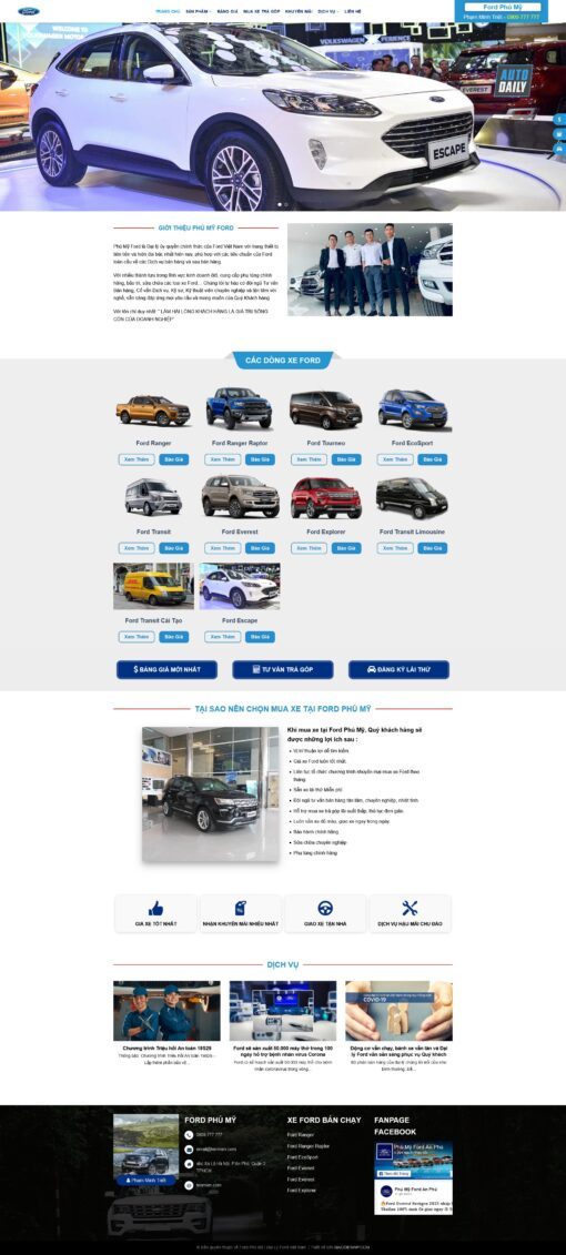 Source Code Mẫu Website bán xe ô tô thương hiệu Ford chuẩn đẹp