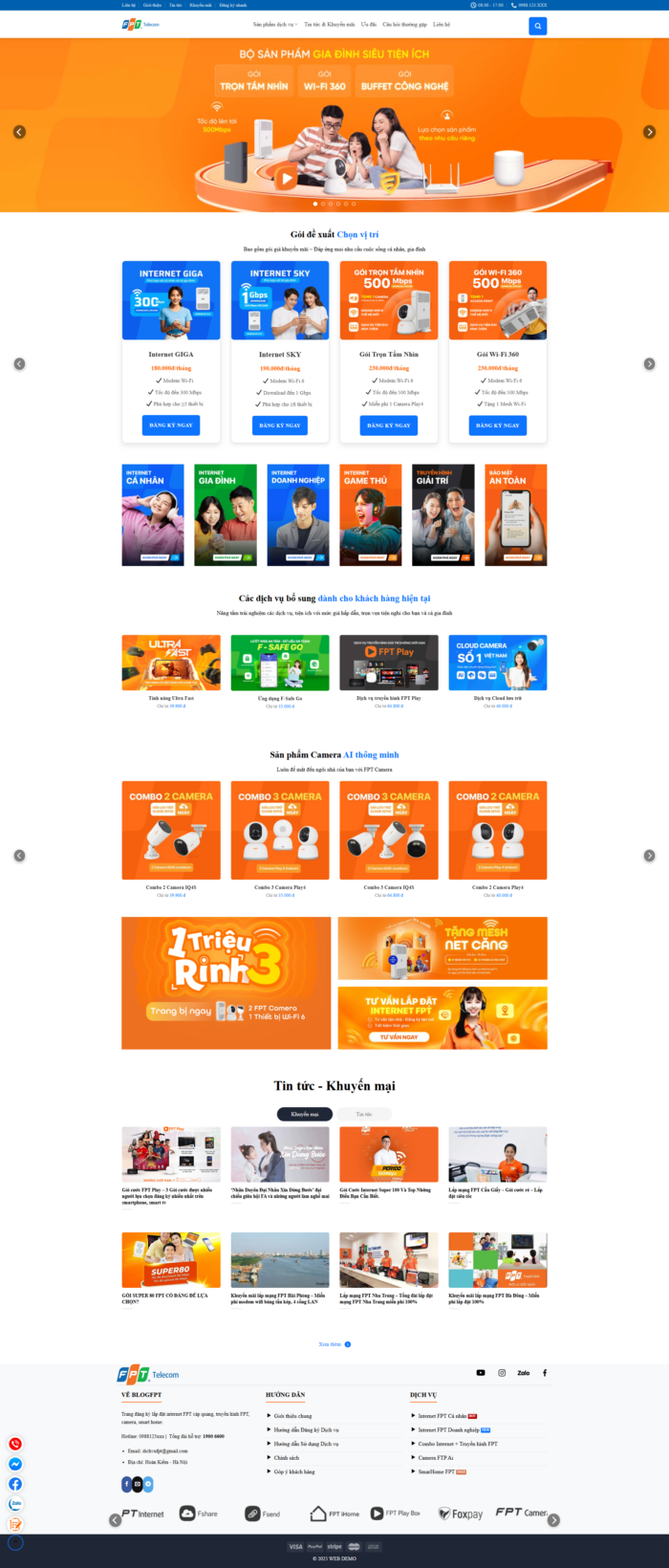 Source Code Mẫu Website lắp mạng internet, camera fpt 2 chuẩn đẹp