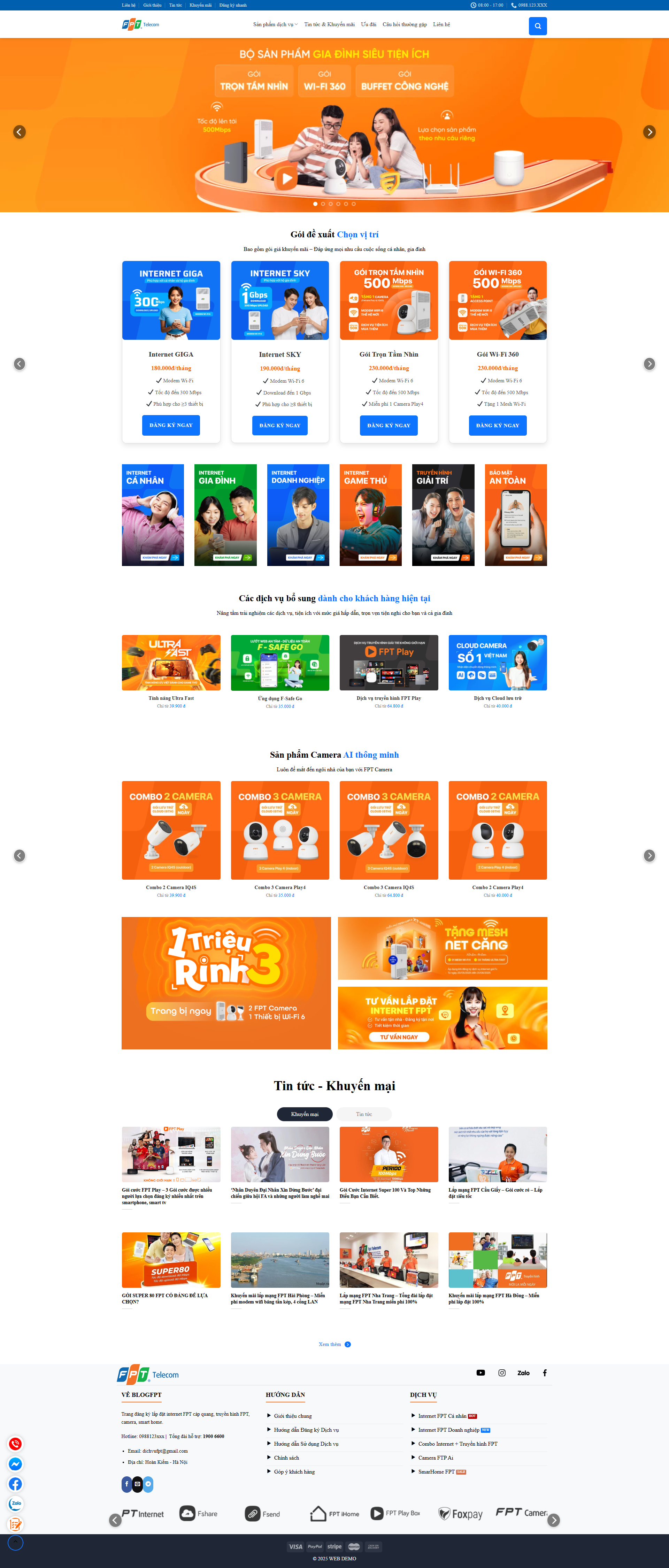 Source Code Mẫu Website lắp mạng internet, camera fpt 2 chuẩn đẹp