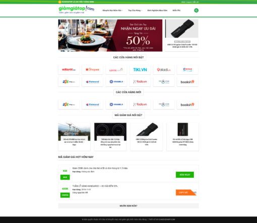 Source Code Mẫu Website chia sẻ mã giảm giá kiếm tiền tiếp thị liên kết chuẩn đẹp