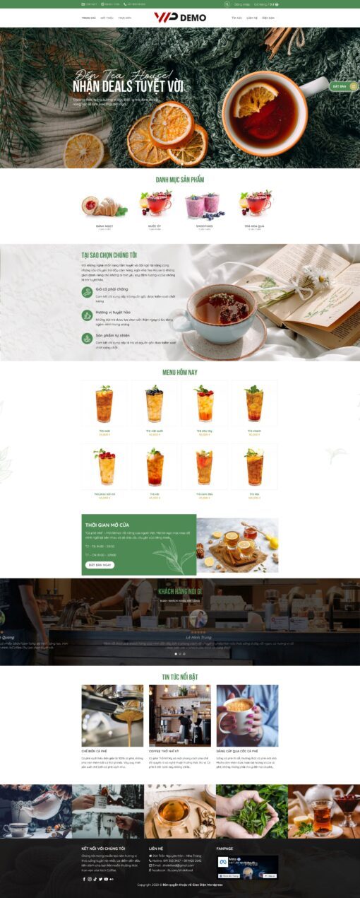 Source Code Mẫu Website bán trà xanh nước ép đồ uống chuẩn đẹp
