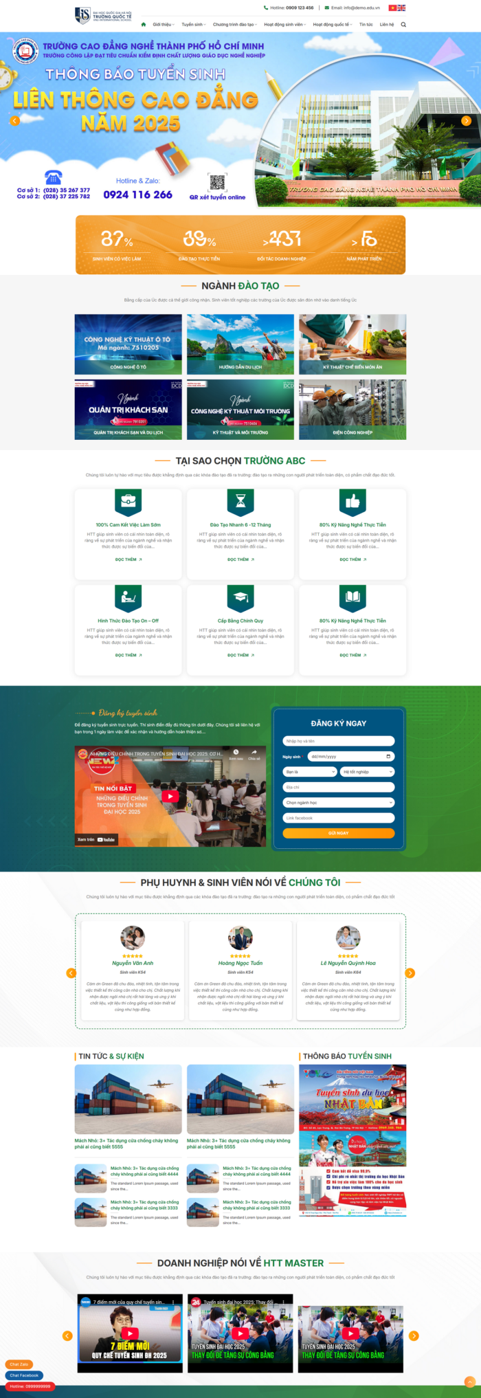 Source Code Mẫu Website trường học dạy nghề chuẩn đẹp