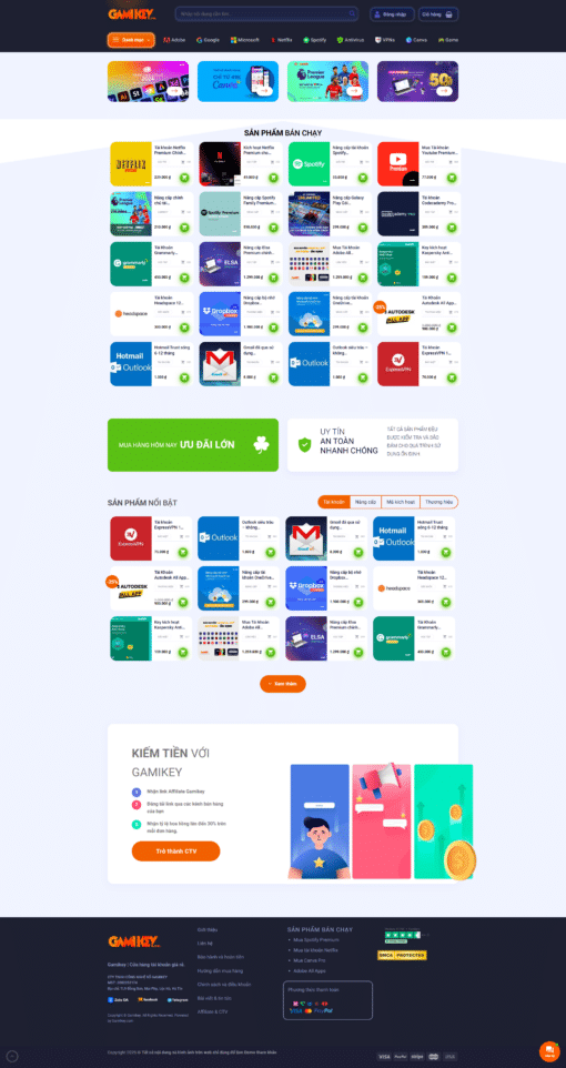 Source Code Mẫu Website bán sản phẩm số MMO Key phần mềm chuẩn đẹp