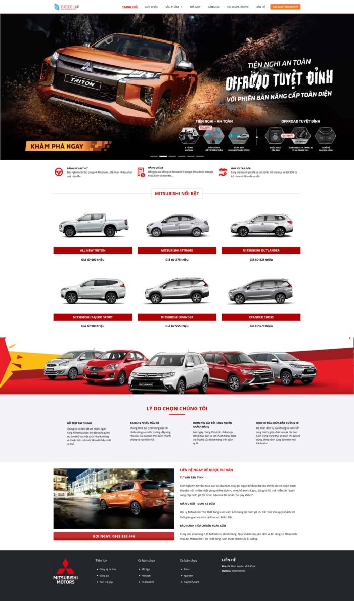 Source Code Mẫu Website bán xe ô tô mitsubishi 3 chuẩn đẹp