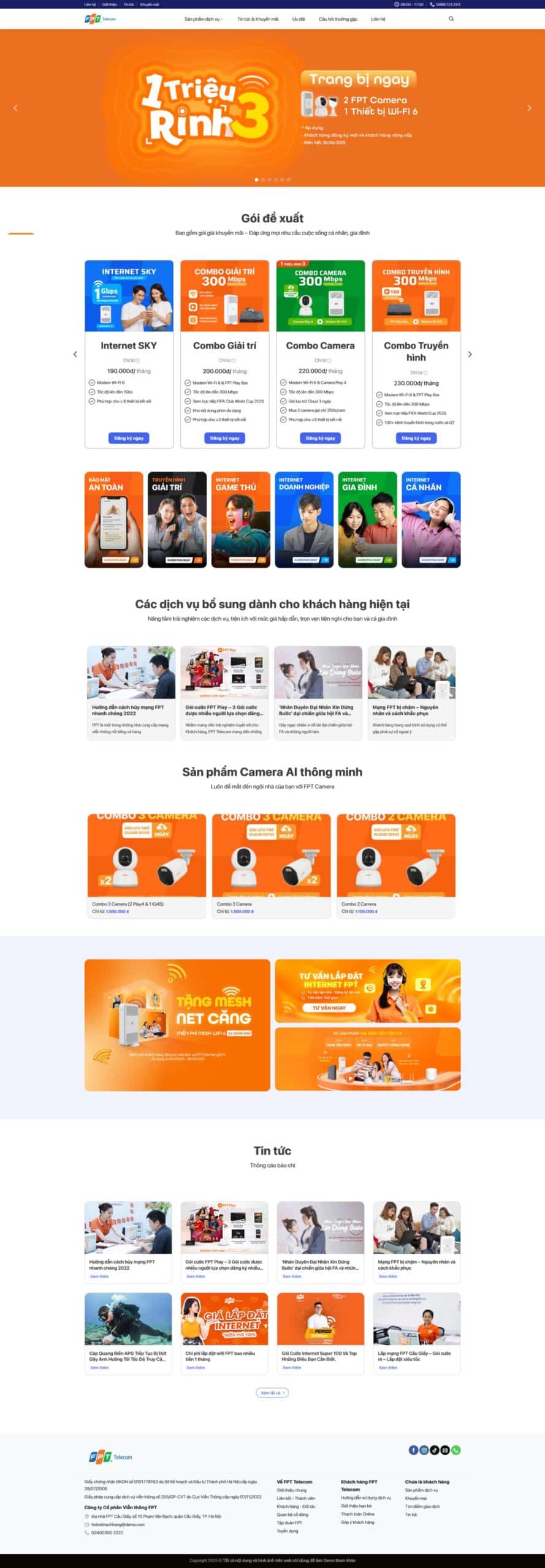 Source Code Mẫu Website lắp mạng internet, camera fpt 2 chuẩn đẹp