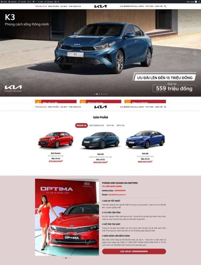 Source Code Theme WordPress bán ô tô KIA 2
