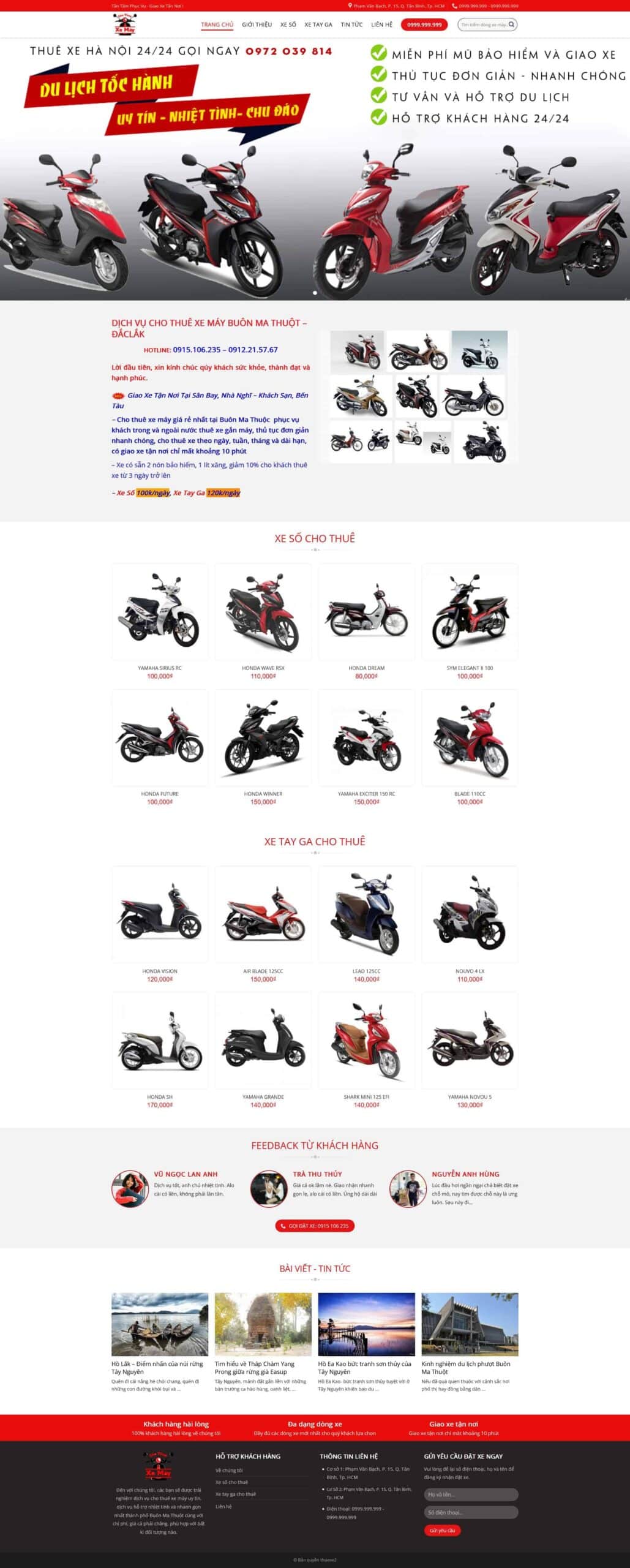 Source Code Mẫu Website cho thuê xe máy chuẩn đẹp