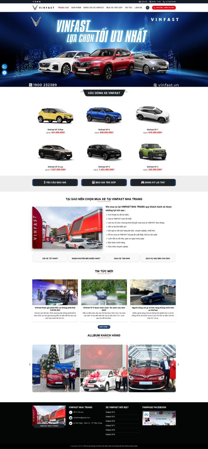 Source Code Mẫu Website showroom ô tô VinFast chuẩn đẹp