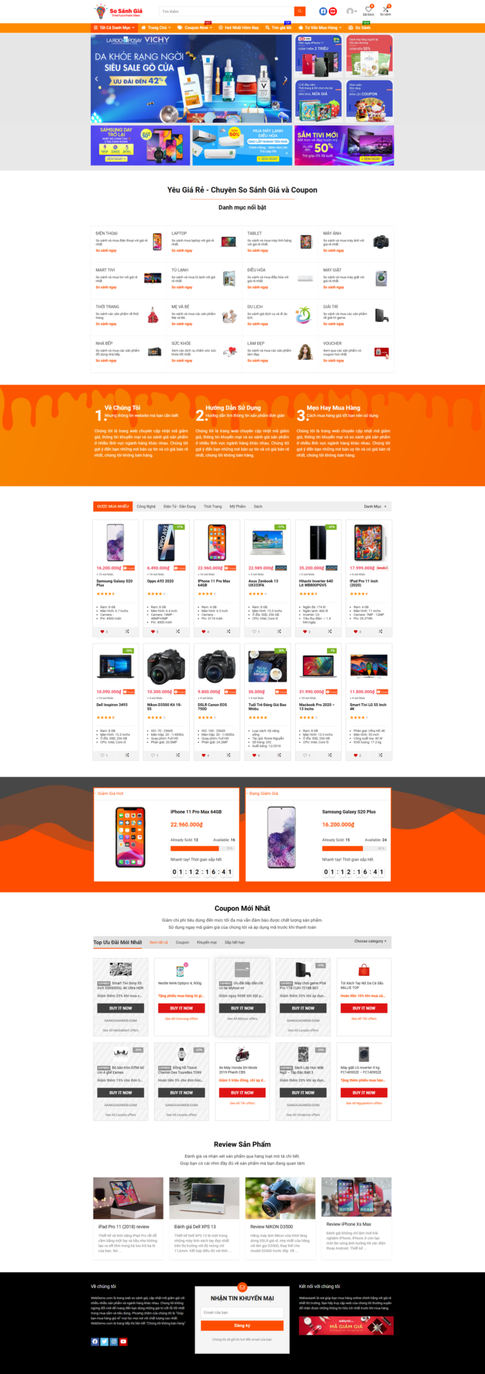 Mẫu website tiếp thị liên kết so sánh giá chuẩn đẹp
