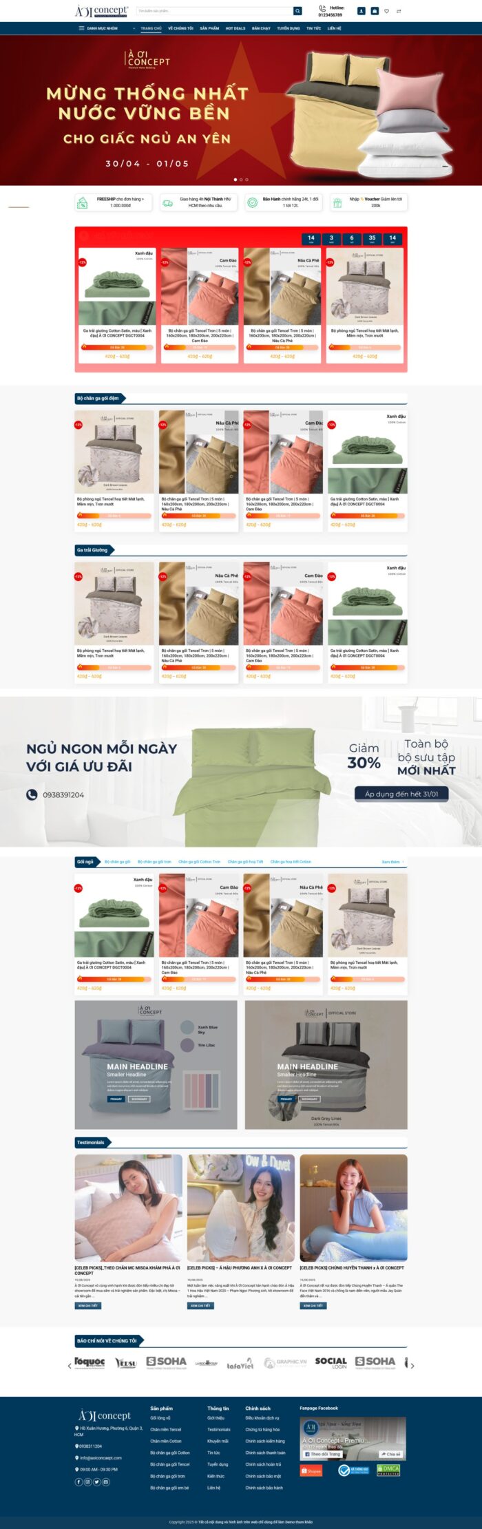 Source Code Mẫu Website bán hàng chăn ga gối đệm 1 chuẩn đẹp