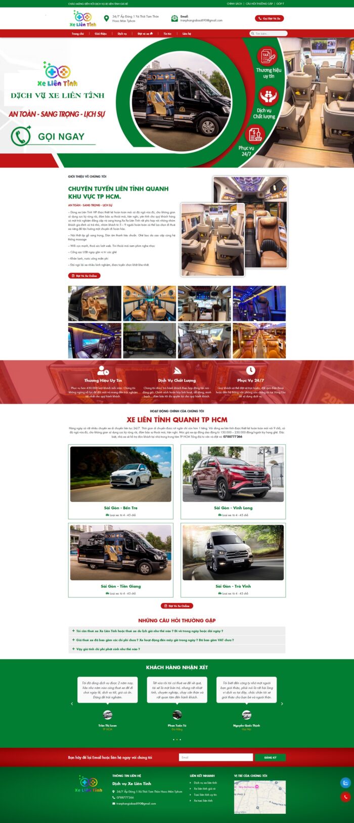 Mẫu Website Elementor dịch vụ xe limousine liên tỉnh chuẩn đẹp
