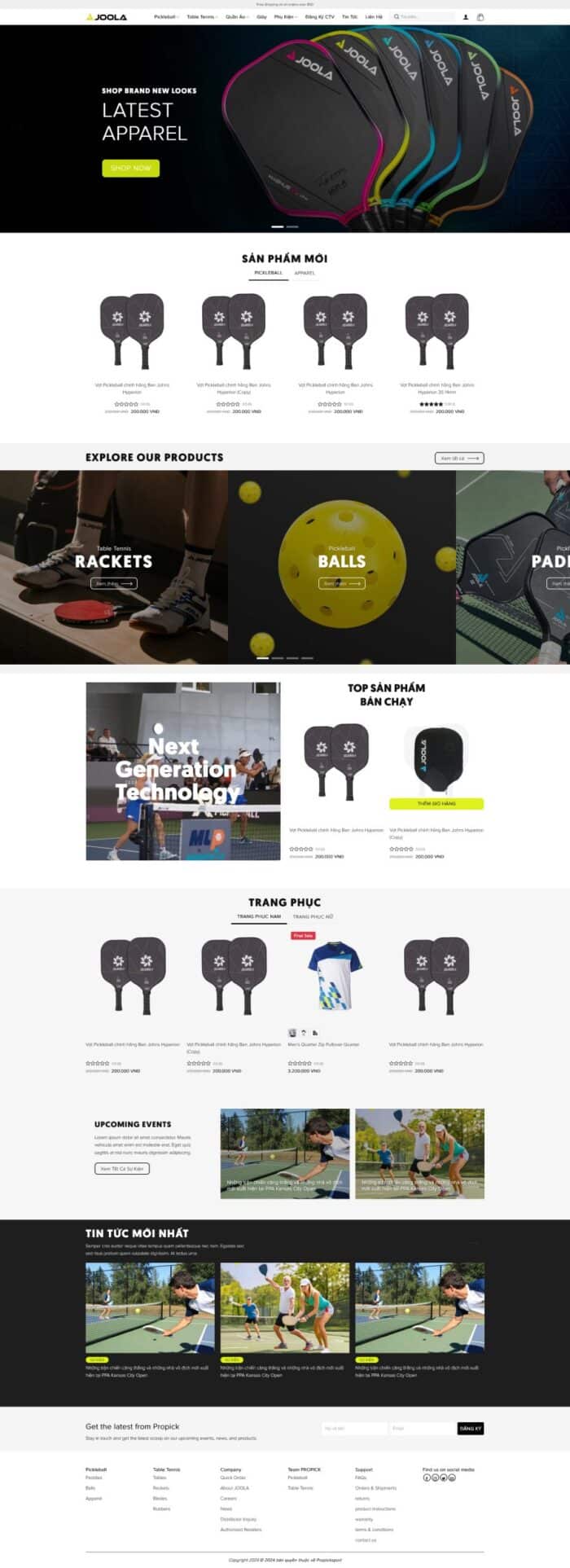 Source Code Mẫu Website Bán dụng cụ chơi Pickleball 3 chuẩn đẹp