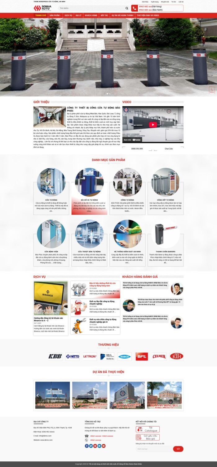 Source Code Mẫu Website công ty thi công & lắp đặt Cửa Tự Động chuẩn đẹp