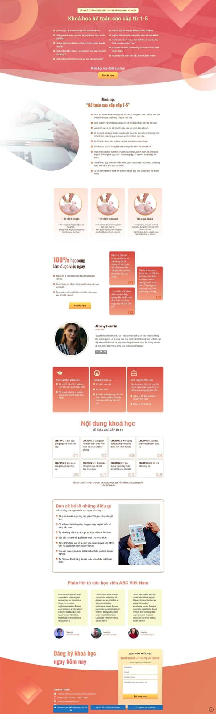 Website landing page khóa học kế toán - Full Source Code