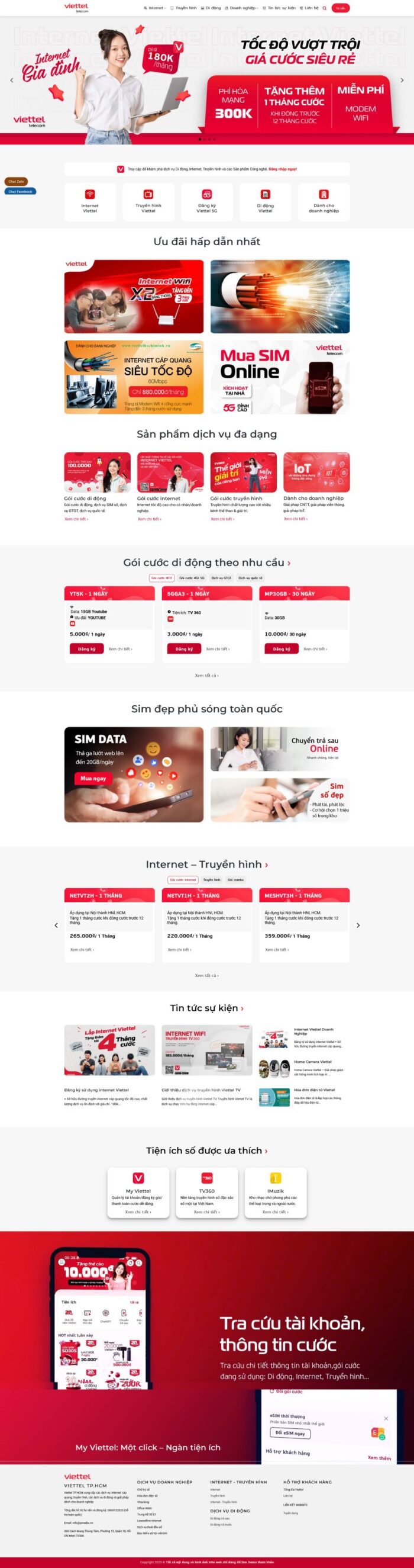 Source Code Mẫu Website dịch vụ lắp mạng internet Viettel chuẩn đẹp