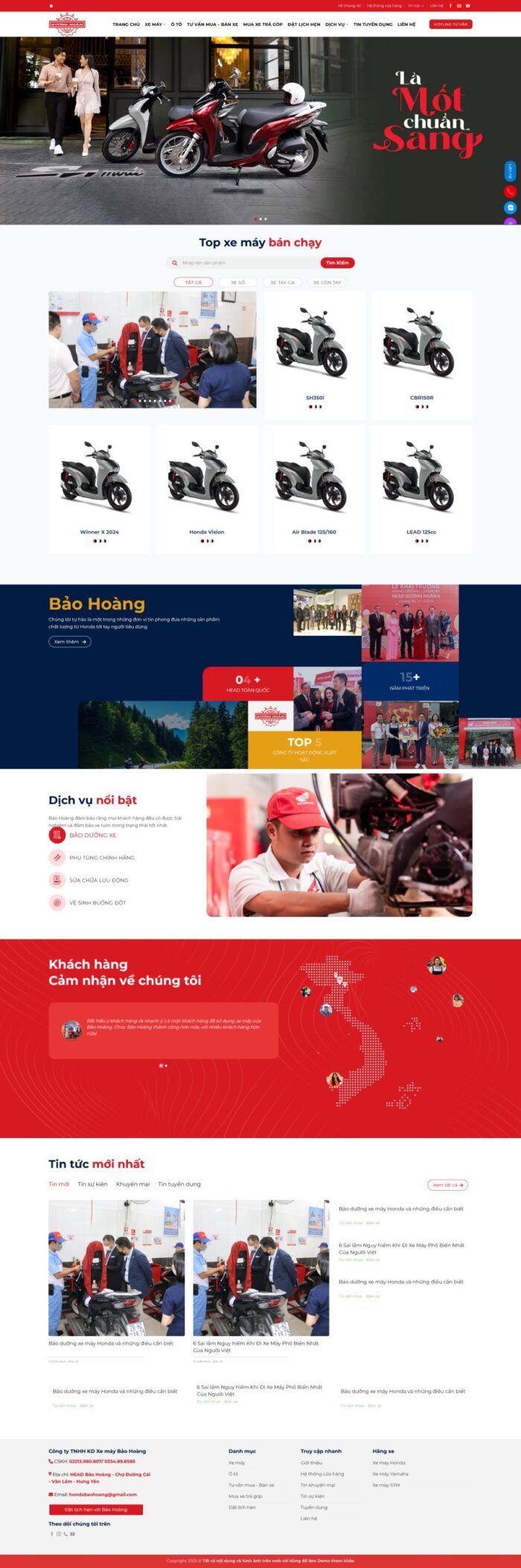 Source Code Mẫu Website showroom cửa hàng bán xe máy chuẩn đẹp