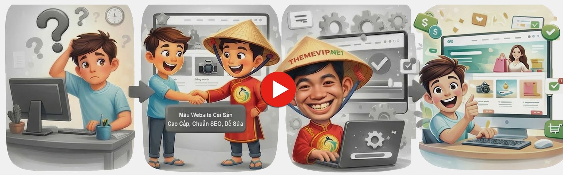 Video hướng dẫn 4 bước làm website